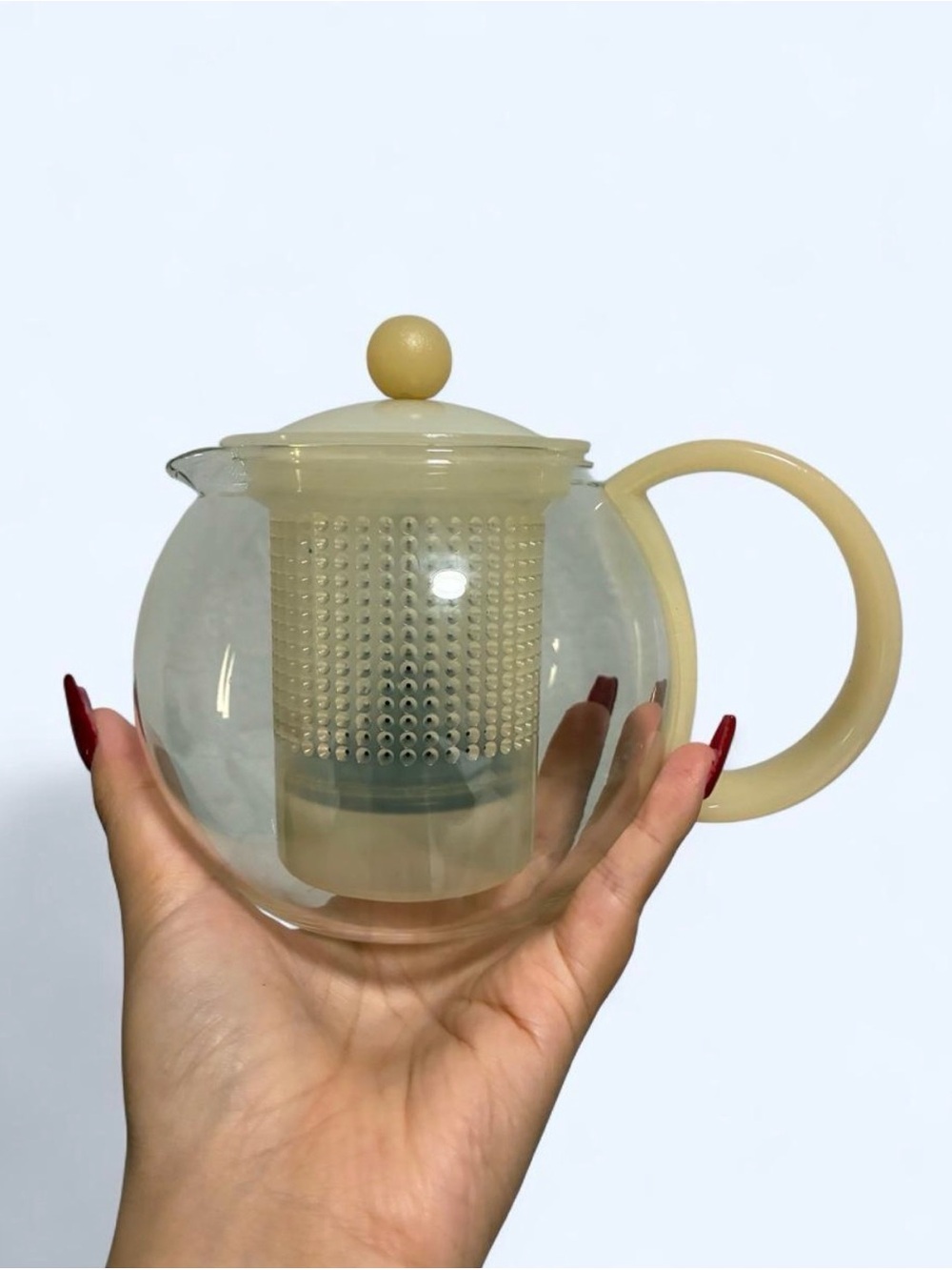 Bodum Glass Teapot with Yellow Handle and White Tea Press Infuser 34oz